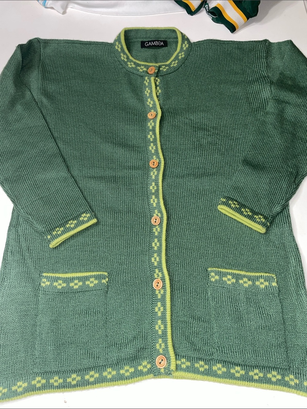 Gamboa Alpaca Wool cardigan made in Peru medium